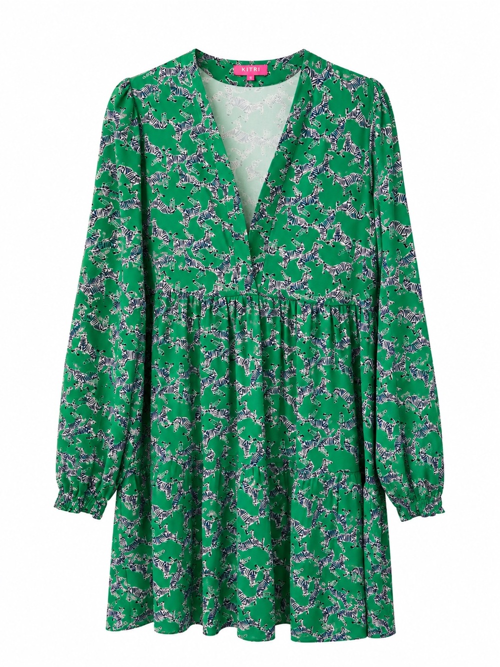 Lilly Pulitzer Emerald Zebra-Print Long Sleeve Mini Dress